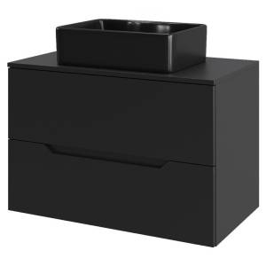 Тумба с раковиной Orange Line Li-70TubMDF+B01-475MB черный матовый, 70 см