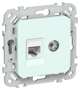 ТВ-розетка+Ethernet RJ45 IEK Flite FI-AK22-1-K94 холодный лед