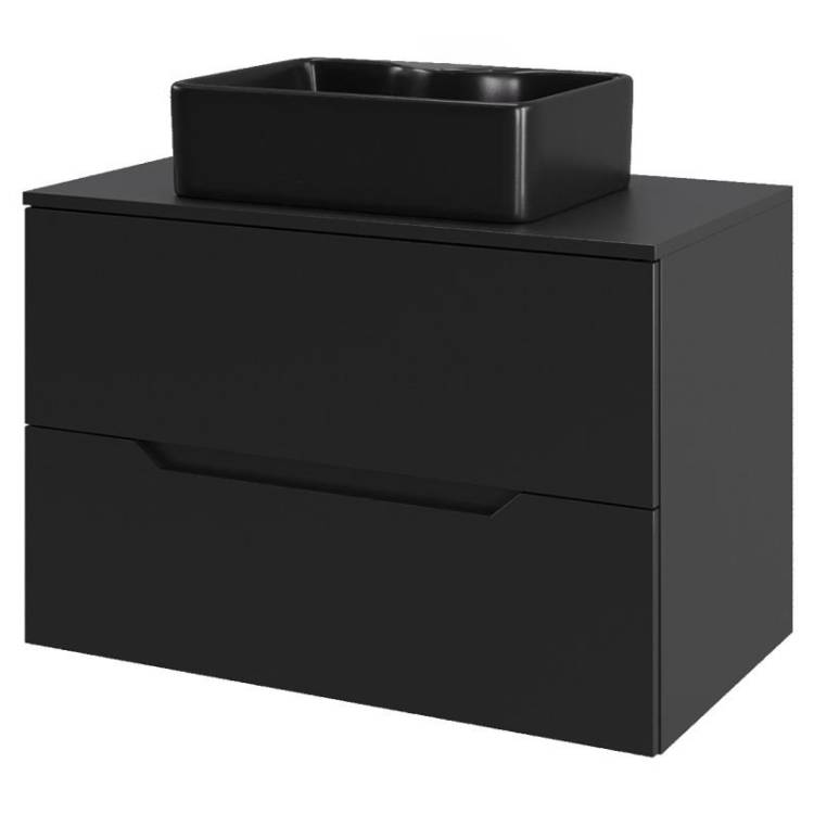 Тумба с раковиной Orange Line Li-70TubMDF+B01-475MB черный матовый, 70 см