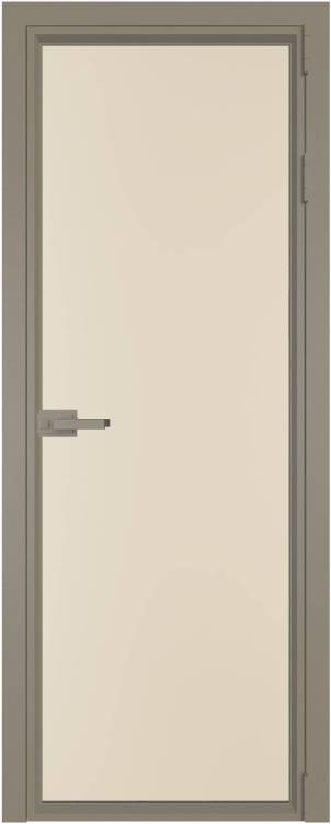 Межкомнатная дверь Profil Doors 1 AV цвет профиля Никель матовый, стекло безопасное 6 мм монохром жемчуг 800x2000