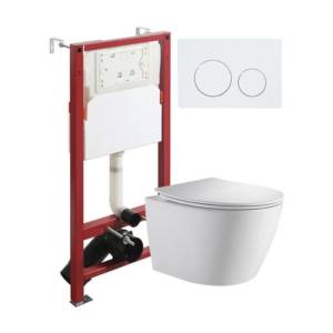 Унитаз с инсталляцией Orange CI07-150W+APB188 безободковый, сиденье микролифт, белый, с белой кнопкой