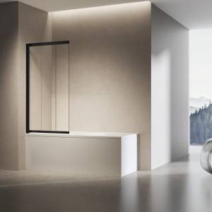 Шторка на ванну Vincea VSB-6E900CLB-L профиль черный, стекло прозрачное, 90x140