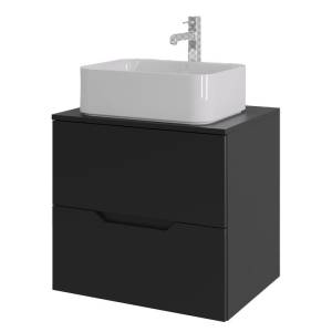 Тумба с раковиной Orange Line Li-60TubMDF+B02-460W черная матовая, 60 см