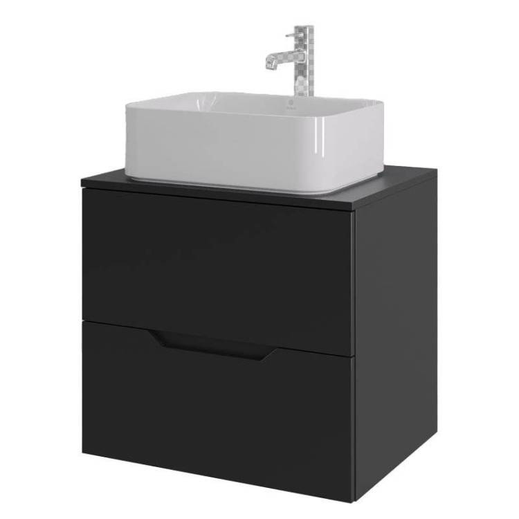 Тумба с раковиной Orange Line Li-60TubMDF+B02-460W черная матовая, 60 см