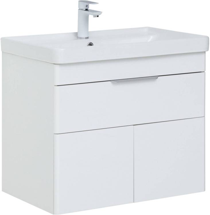 Тумба под раковину Aquanet Ирис new 00310149 710 белый глянец, 1 ящик, 2 дверцы