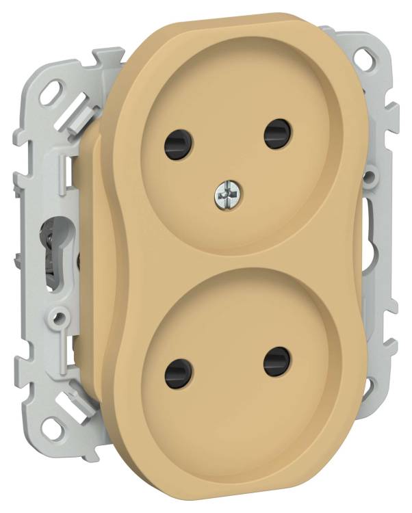 Розетка 2-местная с защитными шторками IEK Flite FI-R23-10-K89 шамуа