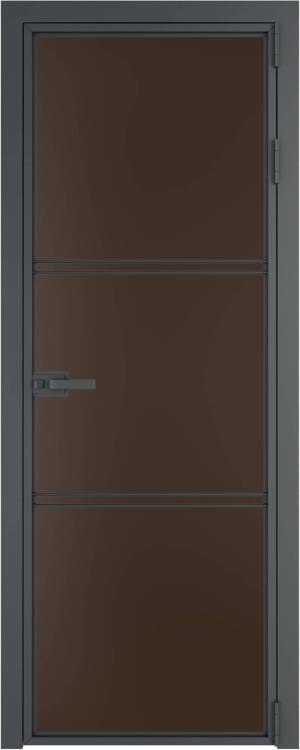 Межкомнатная дверь Profil Doors 3 AX цвет профиля Серая ночь, стекло безопасное 6 мм монохром шоколад 800x2000