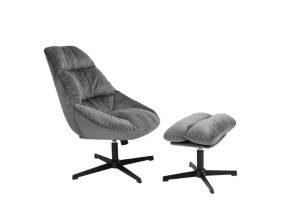 Кресло Stool Group Оррелл QH-8347KT-OT HLR-21 dark grey серый с оттоманкой