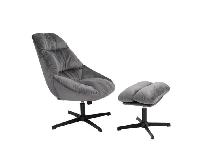 Кресло Stool Group Оррелл QH-8347KT-OT HLR-21 dark grey серый с оттоманкой