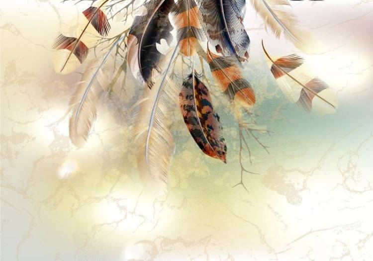 3D Фотообои Artegrafico «Осенний букет с перьями» NV-013 акварель