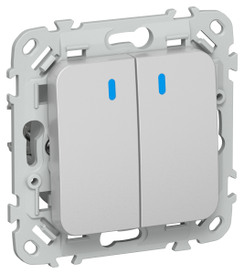 Выключатель 2-клавишный проходной IEK Flite FI-V28-1-10-1-K47 алюминий