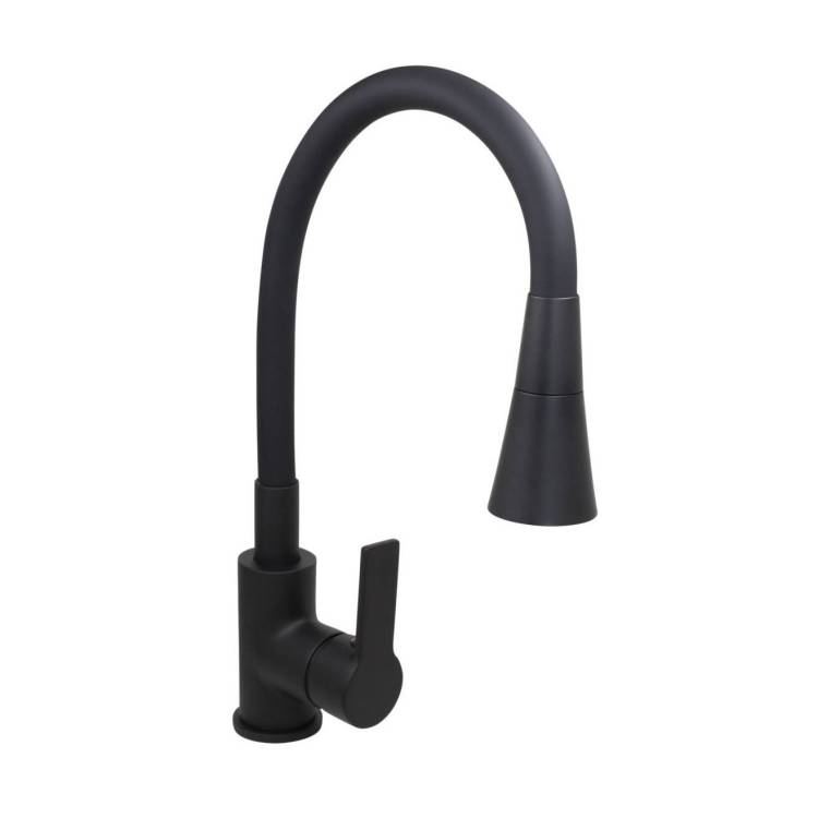 Смеситель для кухни Stella Polar Тулуза SP-00001980 S3865-2 с гибким изливом, черный матовый