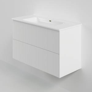 Тумба с раковиной La Fenice Terra Twin Bianco NFNC-01-TER-B-100-2-3-100 белая матовая, 100 см