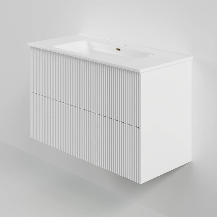 Тумба с раковиной La Fenice Terra Twin Bianco NFNC-01-TER-B-100-2-3-100 белая матовая, 100 см