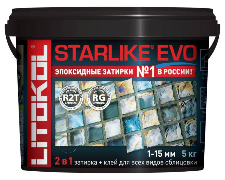 Затирка Litokol Starlike Evo эпоксидная S.140 Nero Grafite 5 кг
