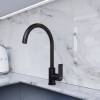 Смеситель для кухни Avrora Moon AV3521 с высоким поворотным изливом, черный фото 2