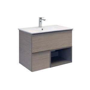 Тумба с раковиной Comforty Тургояк-75 00-00020597 подвесная, дуб светлый