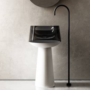Раковина Abber Kristall AT2706White-Onyx отдельностоящая, прозрачная, белый/черный