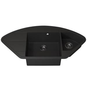 Мойка кухонная Uperwood Quartz Premium (Кварц Премиум) UPD-06-04 угловая двухсекционная, черная, 100.6x51
