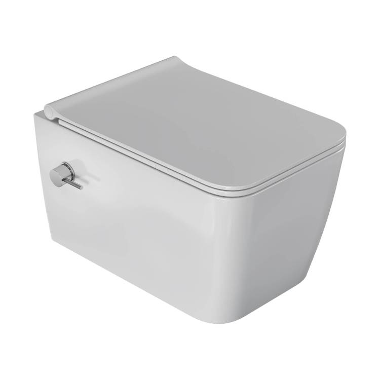 Унитаз подвесной Boheme Zen 967-SET-2-W с функцией биде, с крышкой-сиденьем, белый глянец