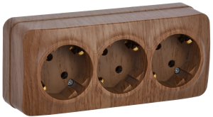 Розетка 3-местная с заземлением IEK Glory ERH31-K24-16 дуб