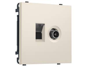 Комплект механизма компьютерной розетки+TV оконечной Ambrella Volt Sigma MS332510 бежевый матовый