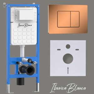 Система инсталляции для унитазов Iberica Blanca Inox-C IB001.1141 кнопка смыва розовое золото