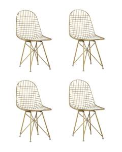 Набор из 4 стульев Stool Group Eiffel AFR-18B-P1 GL/WH X4 золотой с белой подушкой