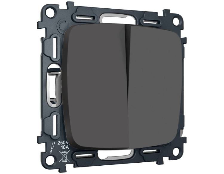 Комплект механизма 2-клавишного перекрестного выключателя Ambrella Volt MO MO903030 графит мягкое касание