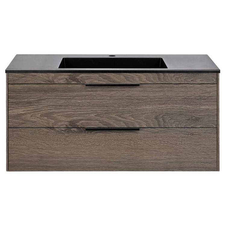Тумба с раковиной Vincea Chiara 2D VMC-2C2100RO Коричневый, черная раковина