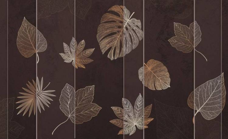 3D Фотообои Artegrafico «Листопад в оттенке горький шоколад» PL-030 песок