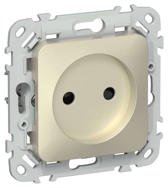 Розетка 1-местная с защитными шторками IEK Flite FI-R13-10-1-K37 шампань