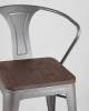 Набор из 4 стульев Stool Group Tolix Arm Wood YD-H440AR-W YG-15 X4 серебристый матовый, темное дерево фото 11
