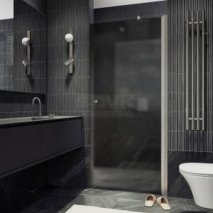 Душевая дверь в нишу MaybahGlass MGD-1673-5 профиль хром матовый, стекло черное матовое, 198x70