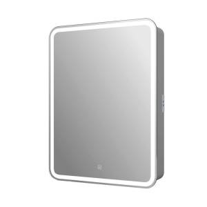 Зеркало-шкаф Art&Max Platino AM-Pla-550-800-1D-L-DS-F с подсветкой, Белое, 80x55