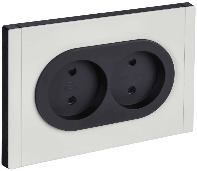Розетка 2-местная с защитными шторками IEK Forte&Piano FP-R23-10-1-M-K01 белый