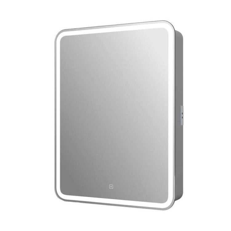 Зеркало-шкаф Art&Max Platino AM-Pla-550-800-1D-L-DS-F с подсветкой, Белое, 80x55