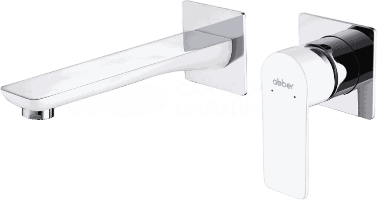 Смеситель для раковины Abber Weiss Insel AF8082W для раковины скрытого монтажа, белый-хром