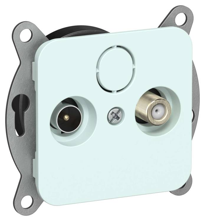 ТВ-розетка TV+SAT проходная IEK Flite FI-AF23-P-K94 холодный лед