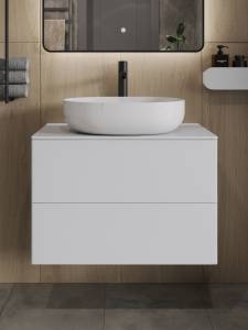 Тумба с раковиной Orange Отто Ot-75TuMDF+B05-520W белая глянцевая, 75 см