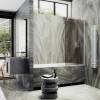 Шторка на ванну MaybahGlass MGV-72-1ш стекло бронза матовая, профиль белый матовый, 1400x400 фото 3