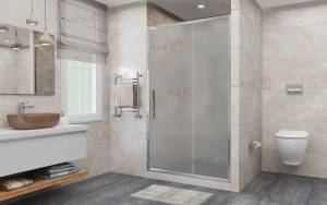 Душевая дверь в нишу AvaCan FC120MT профиль хром, стекло матовое, 140x195