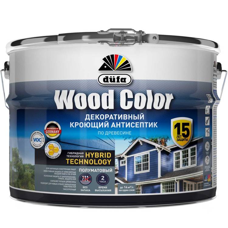 Кроющий антисептик Dufa Wood Color белый 9 л