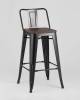 Набор из 6 полубарных стульев Stool Group Tolix YD-H675E-W LG-01 X6 черный глянцевый, темное дерево, со спинкой фото 2