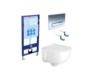 Комплект Aquatek Дива SET AQUATEK ДИВА 4в1 инсталляция с клавишей + унитаз с сиденьем микролифт