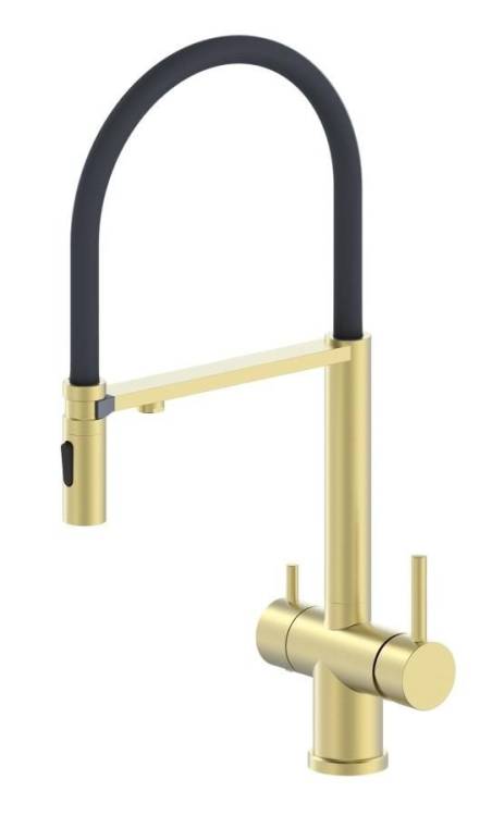 Смеситель для кухни Oliveeka K OL-458009-BG с подключением к фильтру, золото матовое