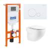 Унитаз с инсталляцией BelBagno Onda BB066CHR/BB870SC/BB002-80/BB014-SR-BIANCO безободковый, с крышкой-сиденьем микролифт, с белой кнопкой