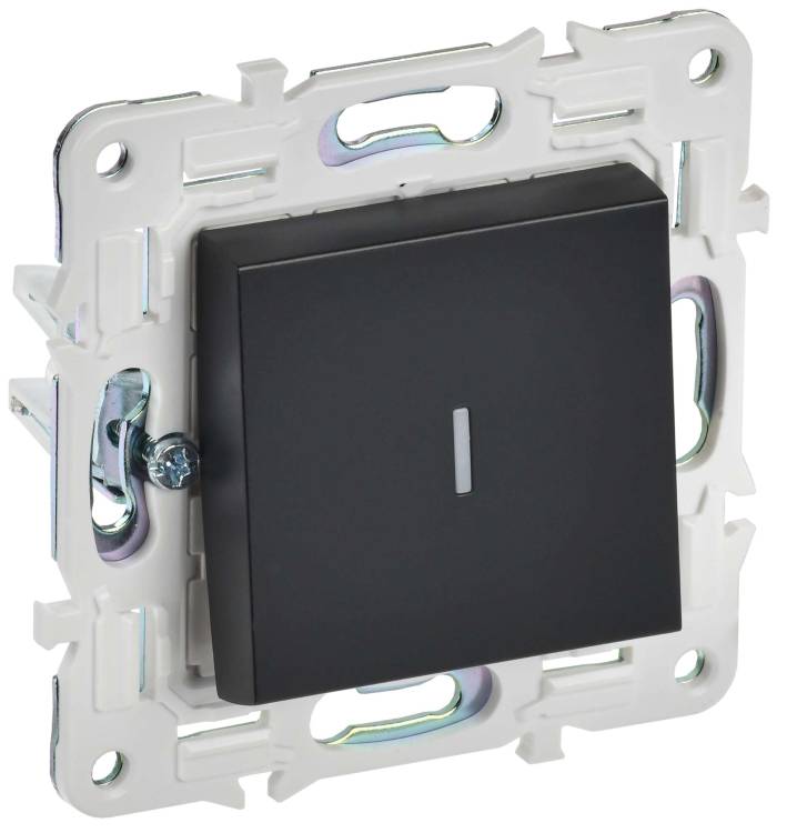 Выключатель 1-клавишный проходной IEK Skandy SK-V12-1-10-K02 черный