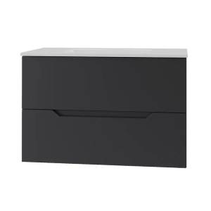 Тумба с раковиной Orange Line Li-70Tub+Ra подвесная, черный матовый