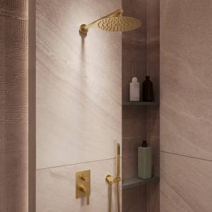 Душевой комплект Vincea Linea (Линеа) VSFW-4LN0BG встраиваемый, 2 режима, брашированное золото
